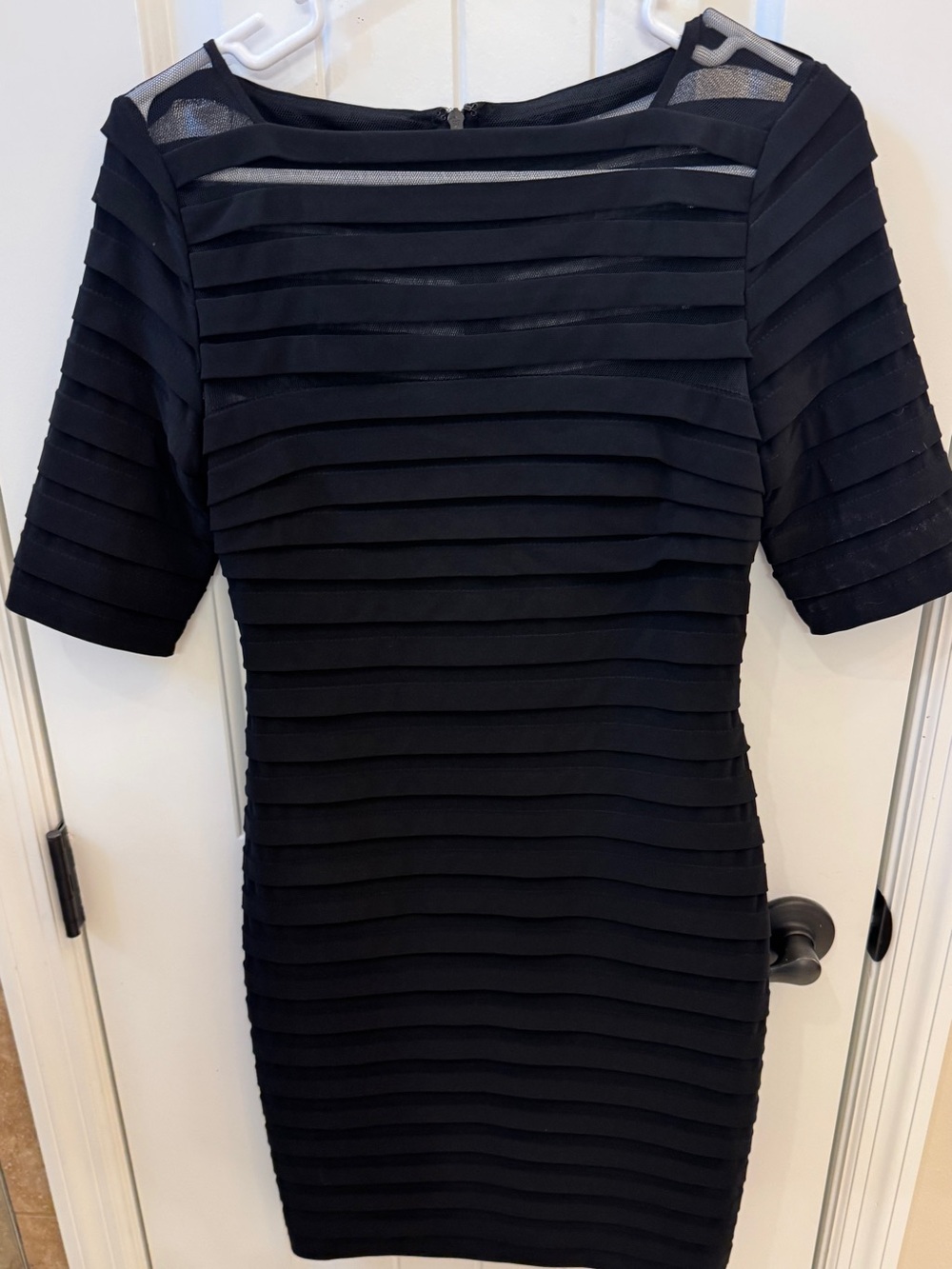 Adrianna Papell Black Layered Sheath Midi Dress